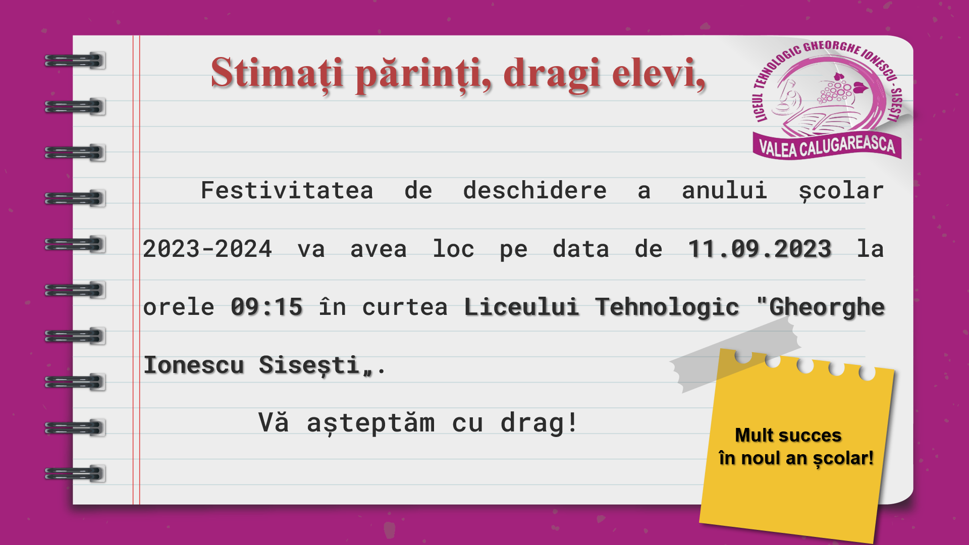 ÎNCEPUT AN ȘCOLAR 2023-2024