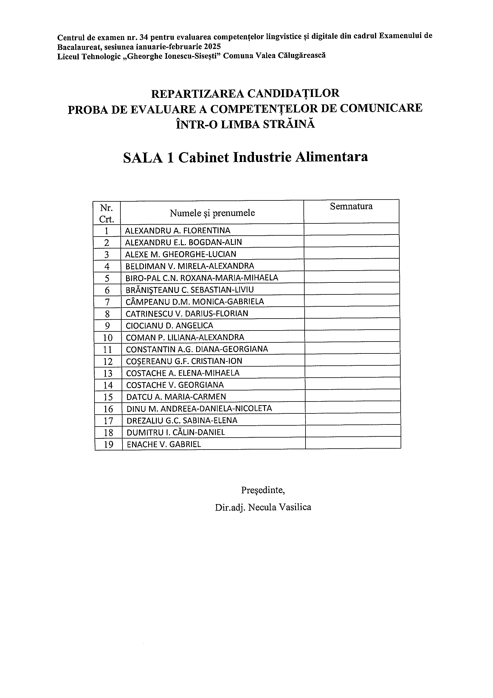 S1 REPARTIZARE CANDIDATI LB ENGLEZA 03.02.2025